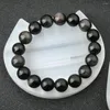 Strand Natural Stone Obsidian Bracelets Promote Blood Circulation Anti-anxiety Healthy Energy Stretch Bracelet For Women Men Jewelry