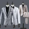 Costumes pour hommes Hommes Mariage Costume de mode pour vêtements Chanter Breasted Noir Blanc Argent 3 pièces High Street