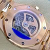 2 styles de montres de luxe à volant d'inertie en or rose pour hommes ETA squelette montres Cal.3132 mouvement 41mmX9.9mm 15407 904L en acier inoxydable étanche mécanique automatique