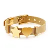 New 18k gold Fashion Women Stainless Heart Star charms Belt Mesh design wide band bracelet in 10mm can adjust size spain bears sty270V