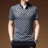 メンズポロ到着メンマンサマーポロシャツ半袖シンプリントプリントカジュアルイットデイリーフィットファッション男性トップティーンクラシックTshirt