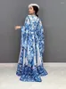 Sukienki swobodne Vefadisa Modna modna trend w chińskim stylu Niebieski i biały nadruk porcelanowy luźna długa sukienka vintage przyczynowa duża cienka miękka lwl001