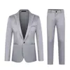 Men's Suits Men Pants Set Male Formal Outfit Stylish 2-piece Suit Lapel Slim Fit For Spring Autumn Business Attire