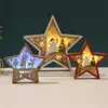 Decorazioni natalizie Decorazione natalizia per il desktop Luce notturna Stella a cinque punte in legno Decorazione pupazzo di neve Regalo di Natale Luce per atmosfera della camera da letto 231019