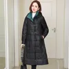 Women's Leather Genuine Real 2024 Winter Haining Down Jacket Coat Medium Length Sheep Skin Warm