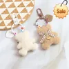 Çizgi Furry Bear Anahtarchain Kadınlar Moda Ekose Yay Kulaklık Kolye Kızlar İçin Sevimli Çanta Süsleri Kawaii Anahtar Aksesuarlar