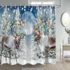 Chuveiro Cortinas Inverno Cortina de Natal Engraçado Boneco de Neve Árvores de Natal Lareira Caminhão Floresta Cena Nevada Ano Férias Casa Decoração de Banheiro 230819