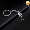 2023 Funny Middle Finger Stickman Keychain Cute Trend Titanium Steel School Bag Car Key Pendant Couple New Trinket Gift Keyrings