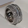 Choucong Wedding Rings Top Sell Drop Ship Luksusowa biżuteria 925 Srebrna Princess Cut White Topaz CZ Diamond Stones Diamond Obiecing2447