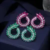 Dangle Lustre Coloré Zircon Cubique Branche D'olivier Feuilles Boucles D'oreilles Pour Les Femmes Desginer Tendance Bijoux De Mariage D'été Déclaration282e