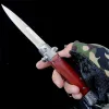 Folding Blade Stiletto Assisted Flipper Knife 440C Mirror Blade Wooden Handle Outdoor Camping Hunting EDC Pocket Tools Gifts