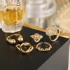 Solitärring IPARAM Vintage Metall Geometrisches Set für Frauen Punk Hiphop Goldfarbe Knöchel Modetrend Schmuck Geschenk 231019