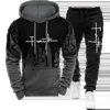 Survêtements pour hommes Mode Faith Imprimé Automne Survêtement décontracté pour hommes Sweat-shirts et pantalons de survêtement Deux pièces Ensembles Sportswear Plus Size Vêtements 231018