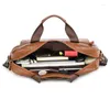 Briefcases Genuine Leather Men Briefcase Tote Handbag Business Office 14 Inch Laptop Bag Male Casual Shoulder Messenger High Quality