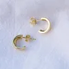 Boucles d'oreilles en argent Sterling 925, demi-cercle irrégulier, épingle d'oreille pour dames, Original, courbe Simple, Double couche, cadeau 18K