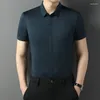 Chemises décontractées pour hommes Haut de gamme Soyeux Lisse pour hommes Manches courtes Business Summer Qualité Confortable Glacé Cool Boutique Camisas de Hombre