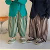 Trousers Kids Pants Boys Autumn Cotton Vertical Stripe Lantern Girl Baby Loose Wide Leg Casual Korean Elastic Waist