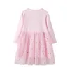 فساتين الفتاة 2 7t Princess Girls Rabbit Arbroidery Full Sleeve Kids Clothing Selling Mesh Skirt Toddler Costume 231018