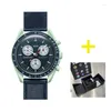 Montres-bracelets Marque originale avec boîte Montres de lune pour hommes Multifonction Boîtier en plastique Chronographe Explorer Planet Clock