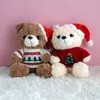 Kerstteddybeer met kerstmuts en sjaal Schattige pluche beer Knuffels Knuffels Cadeaus voor baby DIY