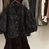 Vestes pour filles, manteau à simple boutonnage avec boucle, manches bouffantes, jupe à fleurs fragmentées, à la mode, automne hiver