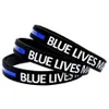 1PC Blue Lives Matter Silicone Rubber Wristband Soft And Flexible Black Adult Size Classic Decoration Logo188s