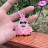 Julpärlor Keychain Handgjorda DIY Santa Snowman Xmas Tree Jewelry Car Phone Bag Pendant Present Prydnad TRINKET KEYCHAIN