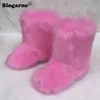 Mulheres inverno botas de neve ao ar livre luxo peludo falso pele de raposa mulher pelúcia quente sapatos plataforma nova moda bottes grande 230922