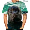 メンズTシャツかわいいアシカのライオン3D印刷された男性/女性ファッション夏の半袖トップ