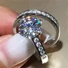 Sparkling Lovers Lab Diamond Finger Ring Sets 925 Sterling Silver Party Wedding Band Rings For Women Men Men Engagement Sieraden Gift