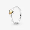 Handfärdig 925 Sterling Silver Kupoled Golden Heart Ring for Women Wedding Engagement Rings Fashion Jewelry337R