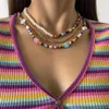 Gargantillas maravilloso collar de perlas de imitación de tres capas para mujeres damas coloridas flores con cuentas accesorios de moda 289y