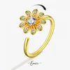 Clusterringen Mode Draaibare Daisy Flower Ring Voor Vrouwen Opening Verstelbare Drukverlagende Roterende Sieraden Cadeau