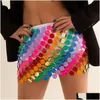 Stage Wear Sequins Colorf Rainbow Round Harness Bra Chest Neck Body Chain Sexy Summer Beach Bikini Dress Women Jewelry Drop Delivery