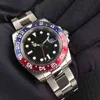 ROLAXS AAAAA ETA2836 Automatiska maskinklockor 11 Style Mens Watch Automatic GMT Mekaniskt rostfritt stål Blue Red Ceramic Sapphire Glass 40mm