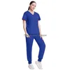 Kvinnor Tvåbitar byxor Solid Color Spa Threaded Clinic Work Suits Tops Unisex Scrub Pet Nursing Uniform Drop Delivery