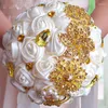 Flores de casamento 2023 buquê de noiva personalizado com broche de pérolas e rosas de seda romântico colorido noiva