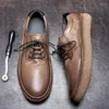 Chaussures habillées en cuir léger et confortable pour hommes, tendance rétro britannique, véritable planche décontractée pour jeunes avec cuir souple