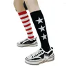 Women Socks Xingqing Striped Stockings Star Pattern Contrast Color Long Costume Knee High Accessories