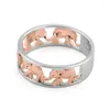 Bagues de cluster Mode Animal Elephant Séparation Couleur Bague Charme Femmes Hommes Promesse Engagement Bande De Mariage Cadeau Taille 6-10