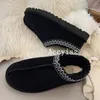 Slippers Winter Faux Suede Fur Slippers Flat Shoes Women Outdoor Round Toe Thick Sole Striped Decorate Warm Wool Lining Snow Boots 231019