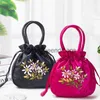 Bags Bucket Bag Top Handle Ladies Handbag Bag Summer Purse National Style Flower Pattern Drawstring Bagstylisheendibags