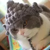 Abbigliamento per cani Cappello da Buddha intrecciato a mano per animali domestici Divertente simpatico gatto Morbido fatto a mano per gatti Pet Cosplay Copricapo felino