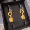 Fashion Designer Earrings V Letter Banshee Medusa Head 18K Gold Plated Womens VE10237T