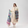 Korean version rainbow color matching striped soft scarf for autumn and winter versatile atmosphere warm and windproof scarf thickened shawl 231015