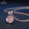 LaMoon Rose Flower 925 Sterling Silver Necklace Rose Quartz Gemstone Halsband 18K Rose Gold Plated Fine Jewelry LMNI025 210330268V