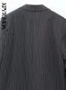 Kvinnors kostymer blazrar KPytomoa Kvinnor Fashion Front Button Pinstripe Blazer Coat Vintage Långärmflikfickor Kvinnliga ytterkläder Chic Vestes Femmes 231019