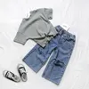 Jeans Lente Kinderkleding Losse meisjes gescheurde jeans Effen meisjesbroek Denim meisjesbroek Hoge taille Effen jeans Kinderkleding 231019