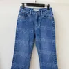 Kvinnors plus -storlek byxor designer blå kvinnor blossade jeans byxor bokstav lyx kvinna denim nio kvarts byxor casual trendy jean 25 26 28 29 30 4b76