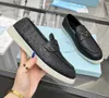 Fritid Baotou Shallow Mouth Flat Bottom Mens and Womens Formella skor äkta läder Triangel Metal Buckle Half Trailer Anti Slip Lefu Shoes4